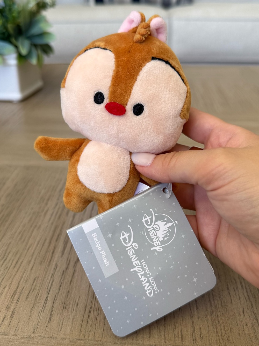 Hong Kong Disneyland Dale Badge Plush Toy Pin Appliqué Wearable Shirt Plush NWT